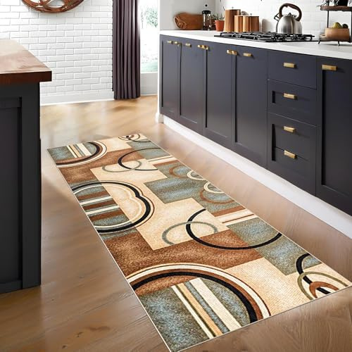 SZZEUOA Tapis Couloir Long Abstrait Vintage 50 x 100 cm Tapis de Cuisine Lavable Machine Kitchen Tapis de Passage Long Couloir Tapis Entree Interieur Tapis de Cuisine Devant evier