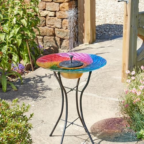 Rainbow Solar Water Fountain – Garden Feature with Pump Kit, Eco-Friendly, No Wiring, Easy Setup for Patios, Lawns & Balconies – 59 x 46 cm Dia., Indoor Storage Advised