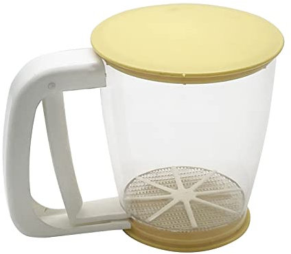 Semi-Automatic Flour Sifter Hand-held Cup Flour Sifter Strainer Powder Mesh Sieve Baking Supplies Tools with Lid