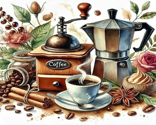 Pearl Glass Worktop Saver – Toughened Glass Cutting Board & Surface Protector – Coffee Aroma Design – Heat Resistant to 240°C – Non-Slip Rubber Feet – UK Made (50 x 40cm Large)