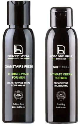 Homo Naturals Intimgel + Intimcreme – Intimpflege-Set für Männer – Geschenkset für Männer – Körperpflege – Männerkosmetik – Geschenke für Männer – 100% natürliche & BIO-Behandlung