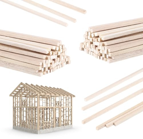 LIQWEI 50 Stück Holzstäbe zum Basteln, 30 cm x 3 mm Holzstäbchen Quadratisch Holz Holzklötzchen Bastelholz Stäbe für Dekoration Modellbau Basteln Heimwerker DIY