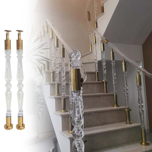 Générique Poteau de Balustrade d'escalier décoratif en Acrylique Transparent pour Rampe d'escalier Moderne, Montage au Sol pour escalier intérieur