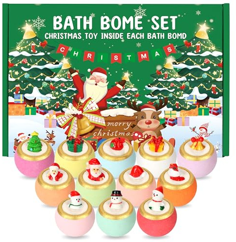 MOMOSTAR Bombe da Bagno Bambini, 12 Bombe da Bagno con Sorpresa Giocattoli, Bombes da Bagnos Calendario Avvento Natale, Bombe da Doccia Regali di Compleanno Natale pour Bambini