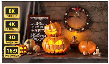 Pantalla de Proyección 80/100 Pulgadas con Marco Fijo, 16:9 2,5 Ganancia Pantalla de Proyector Montaje en Pared 4K/8K Ultra HD 3D for Cine en Casa(72in 16:9)