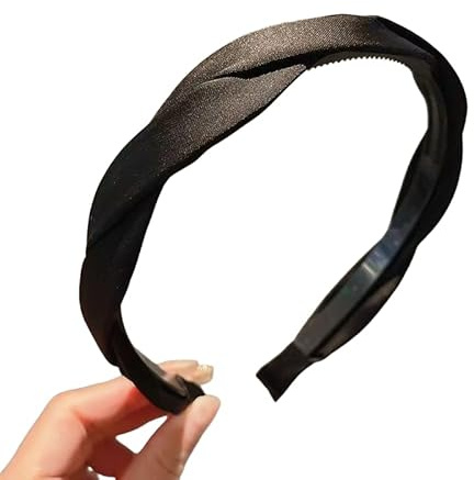 WANYI Haarreifen Damen Elegant Haarreif Dirndl Geflochten Stirnband Mode Stirnbänder Haarschmuck Niedlich Haarband Haarreif für Frauen Mädchen(Schwarz)