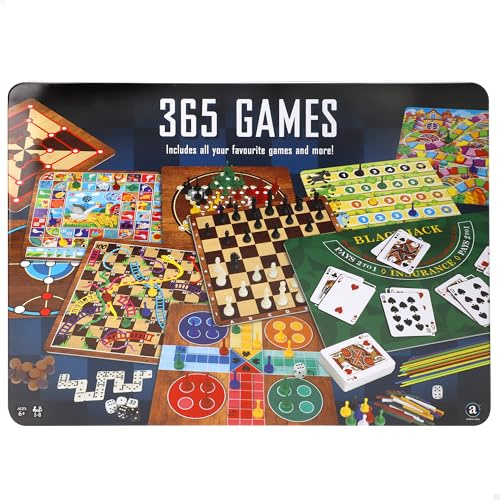 COLORBABY CB Games Pack 365 Juegos de Mesa, Caja metálica, 10 tableros multijuego, Fichas, 7 Dados, Juego de la oca, Backgammon, 1 a 8 Jugadores, Juguete Educativo, Juguetes +6 años (39521)