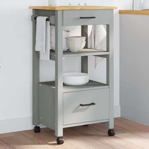 Logeirevo Wood Kitchen Trolley, Wooden Island Cart, Kitchen Trolley Cart on Wheels, 18.9x15.7x35.4,-799