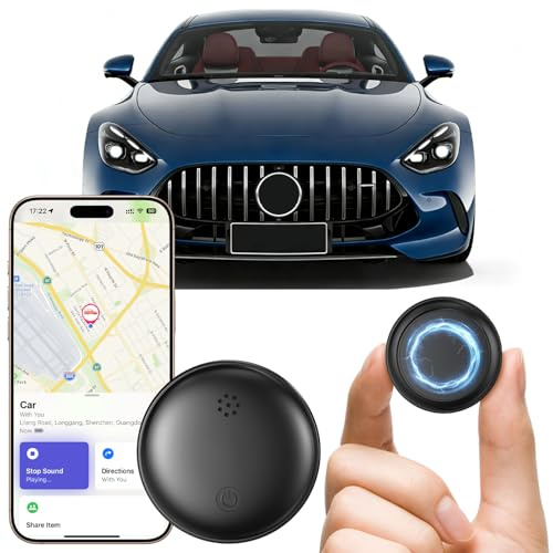 GPS Coche Localizador, Rastreador Bluetooth para Coche Compatible con iOS y Android, Imán Integrado Ultrapotente, Resistente al Agua IP67, Sin Suscripción ni Cuotas, Batería Reemplazable