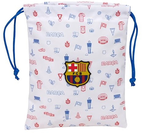 Safta F.C. BARCELONA PREESCOLAR - Saquito Merienda Lunch Bag, Portatodo, Calidad y Máxima Resistencia, Porta Comida, Recreo, 20x25 cm
