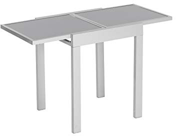 MERXX Balkontisch aus Aluminium und Glas, ca. 65/130x65x75 cm, ausziehbar