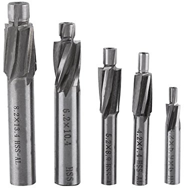 5 stücke Senker Schaftfräser, Cutter Slot Bohrer CNC Drehfräser Set Werkzeug M3-M8 4 Flöten HSS-AL für Kupfer, aluminium, stahl, gusseisen