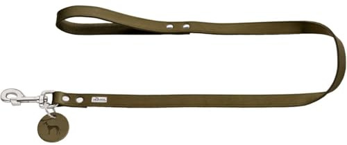 HUNTER Hundeführleine | Leder, schlicht, strapazierfähig, geschmeidig, Handschlaufe, Farbe: Oliv, Größe: 16/100