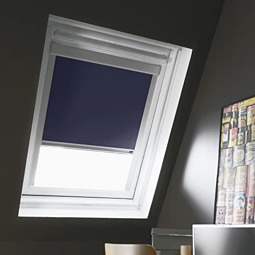 MADECOSTORE SK06 Verdunkelungsrollo, kompatibel mit Velux K – Dunkelblau – 114 x 118 cm