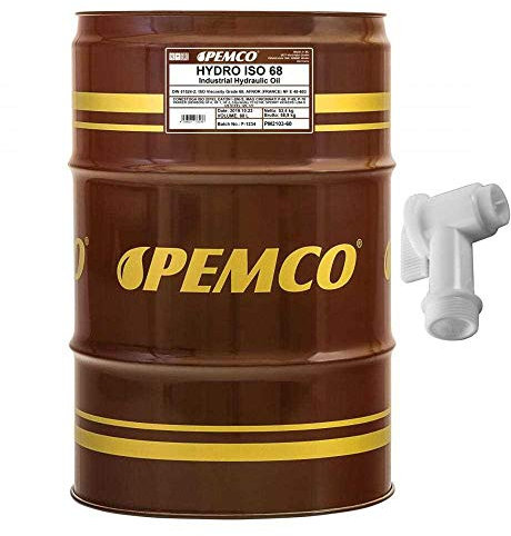 60 Liter Original PEMCO Hydrauliköl ISO 68 Hydro HLP Oil inkl. Auslaufhahn AFNOR 48600 DENISON HF-2 HF-0 ASLE 70-1 70-2 70-3 DIN 51524 part