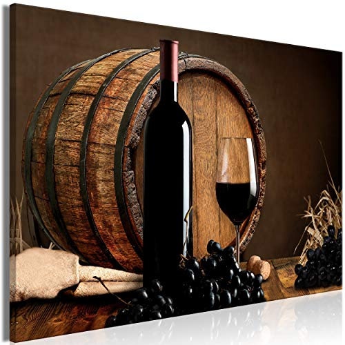 decomonkey Bilder Küche 60x40 cm 1 Teilig Leinwandbilder Bild auf Leinwand Vlies Wandbild Kunstdruck Wanddeko Wand Wohnzimmer Wanddekoration Deko Wein Holz