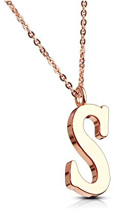 Bungsa Damen-Kette BUCHSTABEN A-Z in Silber oder Rosegold - Alphabet Halskette mit Anhänger - aus Edelstahl - Halschmuck für Damen, Kinder & Herren - A B C D E F G H I J K L M N O P R S T U V W Z