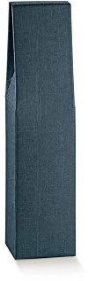 10 scatole blu per 1 bottiglia vino verticali modello bordolese, borgognotta robuste strenne natalizie cartone accoppiato e maniglia esterna cm.9 x 9 x 37 h - 1 juta blu