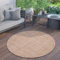 Paco Home Tappeto Per Esterno Balcone Terrazza Tappeto Cucina Monocolore Mélange, Dimensione:80 cm tondo, Colore:Natura