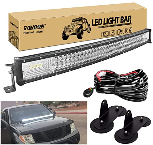 RIGIDON 32 zoll 80cm 405W gebogene led lightbar, led lichtleiste 4x4 kfz | 12V kabelbaum kit, magnet halterung, arbeitsleuchte, offroad beleuchtung, für auto ATV UTE LKW Pickup Fahrzeuge, 6000K weiß