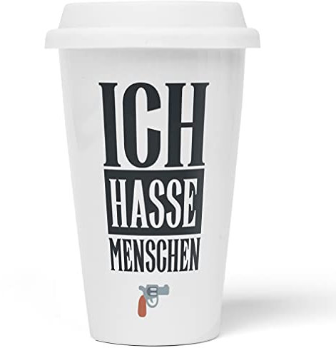 JUNIWORDS To-Go Becher mit Deckel, Ich hasse Menschen