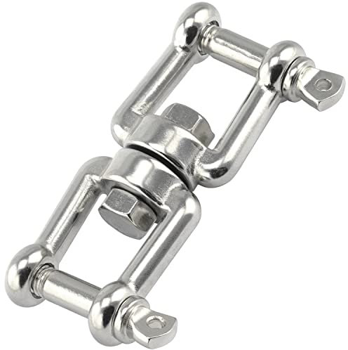 OPIOL QUALITY® Wirbel Gabel - Gabel Ø 10 mm aus Edelstahl A4 V4A (5 Stück) Ankerwirbel Wirbelschäkel Kettenwirbel Drehwirbel Schäkel Doppelwirbel Wetterbeständig Öse Ösen