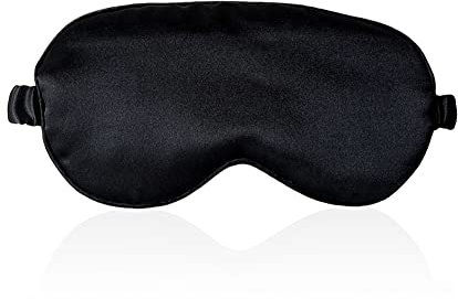 ECHOLLY Sleep Mask 100% Mulberry Silk Eye Mask, Blinder for Total Blackout & Zero Pressure,Eye Mask for Sleeping with Travel Pouch & 2 Ear Plugs for Side Sleepers, Men & Women(Black)