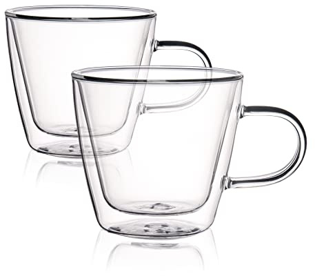 HOMLA Cembra 2er Set Doppelwandige Gläser 280ml Teegläser Latte Macchiato Cappuccino Glas
