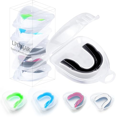 LPONJAR 5-pack barn ungdom munskydd för sport, barn tonåring atletisk tandskydd med fodral för fotboll Lacrosse basket Taekwondo boxning MMA rugby karate brottning