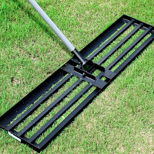 Walensee Lawn Leveling Rake, 213cm,114x25cm Levelawn Tool, Heavy Duty Effort Saving Lawn Level Tool, Stainless Steel Handle Lawn Leveler for Yard Garden Golf Course, Ease Level Soil Sand Dirt Surfaces