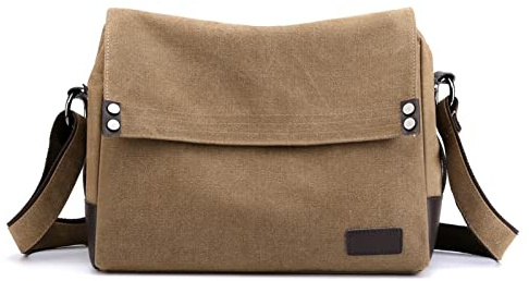 CORIOS Hommes Sacs Bandoulière Sacs D'épaule en Toile Briefcase Sacs Portés Épaule Grande Capacité Sac Messager Sac Fourre Sacoche Mallette pour Travail Fac Voyage Sport Marron