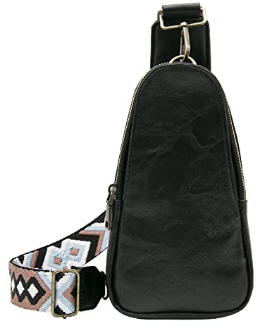 Long Keeper Leder Brusttasche Damen Herren, Vintage Brusttasche Schultertasche Sling Bag Crossbody Umhängetasche Klein, Schultergurt Breit, Sports & Outdoor