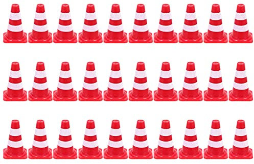 NUOBESTY Miniatur Verkehrshütchen Set Mit 30 Stücken Simulierte Verkehrszeichen Für Kinder - Pädagogisches Spielzeug Zur Verkehrssicherheit Und Frühen Straßenbildung