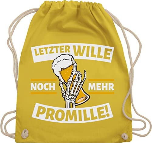 Turnbeutel Rucksack - Party & Alkohol Herren - Letzter Wille mehr Promille! Skeletthand mit Bier - Unisize - Gelb - saufrucksack sauf promille beutel saufen alki unser rucksäcke trink saufgeschenk