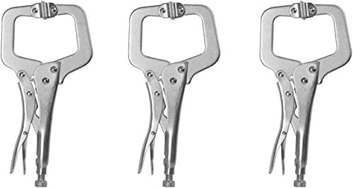 Werkzeuge,Werkzeugzangen,Handwerkswerkzeuge,Feststellzangen, die 11-Zoll-Schnellgriff-C-Klemmen-Set Schweißzangen-Set 3-teilig, handbetätigte Werkzeuge (Color : Silver)