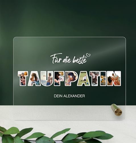 Patentante Geschenk Acryltafel Foto Geschenk - Personalisierte Geschenk, Familien Geschenk, persönliches Geschenk, Fotoalbum aus Glas, Fotogeschenke, Eigenes Foto, Patentante, Taufpatin Geschenk