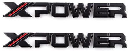 X-Power Auto-Aufkleber mit Logo-Schriftzug, Schwarz / Rot, 2 Stück