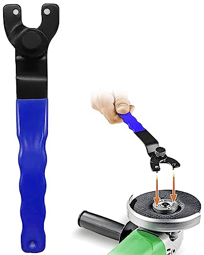 Angle Grinder Spanner – Universal Adjustable Pin Key Wrench 10–52mm, Heavy-Duty Lock-Nut Angle Grinder Key Tool with Non-Slip Coated Grip, Durable Wrench for Disc & Wheel Changes, Blue
