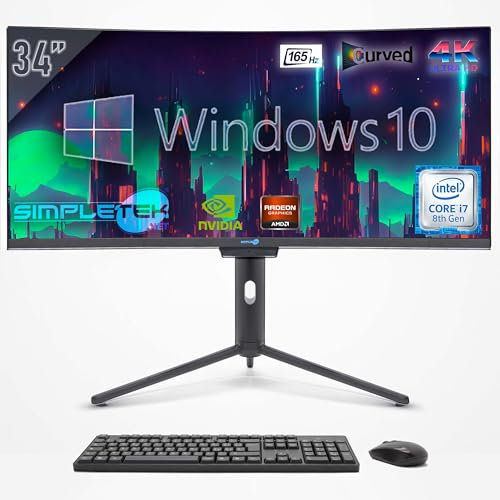 SIMPLETEK - PC All in One con Schermo Curvo da 34 4K Wide | Processore Intel Core i7 | Windows 10 Pro | 64GB RAM SSD 4TB | RTX4060 8GB | Webcam 2K integrata