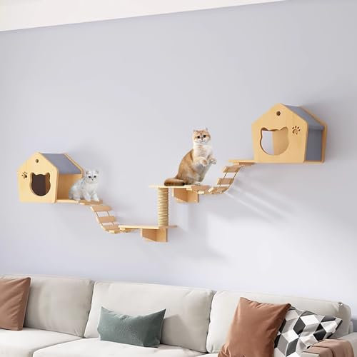 Pucaru DIY Katzen Kletterwand Set, Katzenspielplatz, Katze Wandelement, Wandpark für Katzen, zum Schlafen und Klettern für Katzen (Color : Style4)