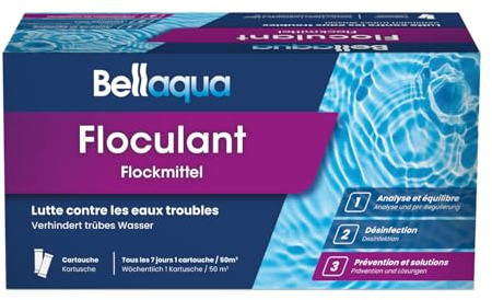 Bellaqua Floculant Piscine 1 kg – Clarifiant Puissant – Élimine Les Particules Fines – Eau Claire et Limpide – Compatible Filtre à Sable