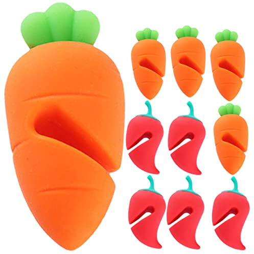Garneck Silicone Spill-Proof Boil Over Spill Stoppers Carrot Chili Design 10pcs Pot Lid Boil Lifters for Kitchen Cooking Heat-Resistant Pot Lid Spill Stoppers for
