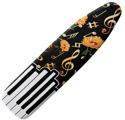 SEANATIVE Bügelbrettbezug mit Klaviermusikdruck, Bügelbrettzubehör, Sonnenblumen-Motiv, waschbarer Ersatzbezug