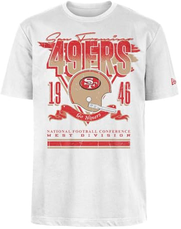 New Era Cap NFL Oversized T-Shirt Screent Print Distressed Team Graphic San Francisco 49ers White Unisex