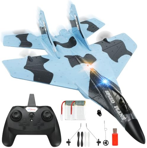 GirlDiary RC Flugzeug 2-Kanal, 2,4GHz Fernsteuerung Ferngesteuertes mit Gyro und Lichtern, 275m Reichweite, einfach zu Fliegende RC Flugzeuge RTF für Erwachsene, Anfänger und Kinder 8-12 Jahre