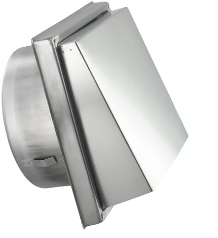 FUBESK Premium-Edelstahl-Wandlüftungsauslass, quadratische Außenlüftung, Wandventilator, Abluftventilator, Edelstahlgitter mit Rückzugverschluss (150 mm)