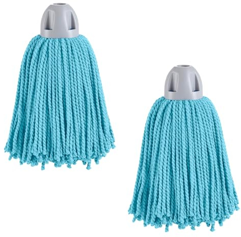 MAYA Balai à Franges Max Pro. Nettoyage Efficace et Durable des Surfaces Lisses. 100% Microfibre. Extra Absorbante et Facile à Essorer. Fil Universel. Paquet de 2 Serpillières (Bleu Clair)