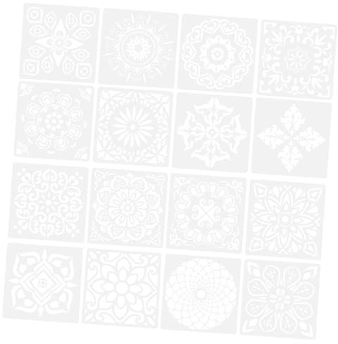 Anneome Mandala-schablonen-malvorlagen 16 Blatt Kunststoff-blumenschablonen Mehrzweck-bastelschablonen