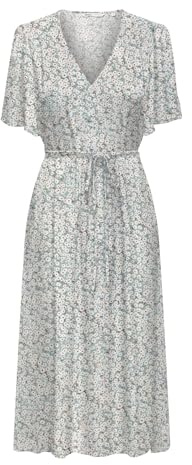 ONLY Onlhalia Life S/S midiklänning WVN Noos sommar midiklänning med korta ärmar och v-ringad, Grå mist, XL