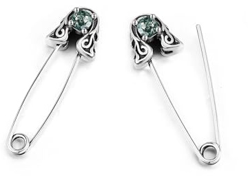 DAYLINLOVE Sicherheitsnadel Ohrringe 925er Sterling Silber Moosachat Büroklammer Knorpel Hängend Ohrringe Punk Schmuck Geschenk für Damen Mädchen Frauen Mutter Sicherheitsnadel Liebhaber